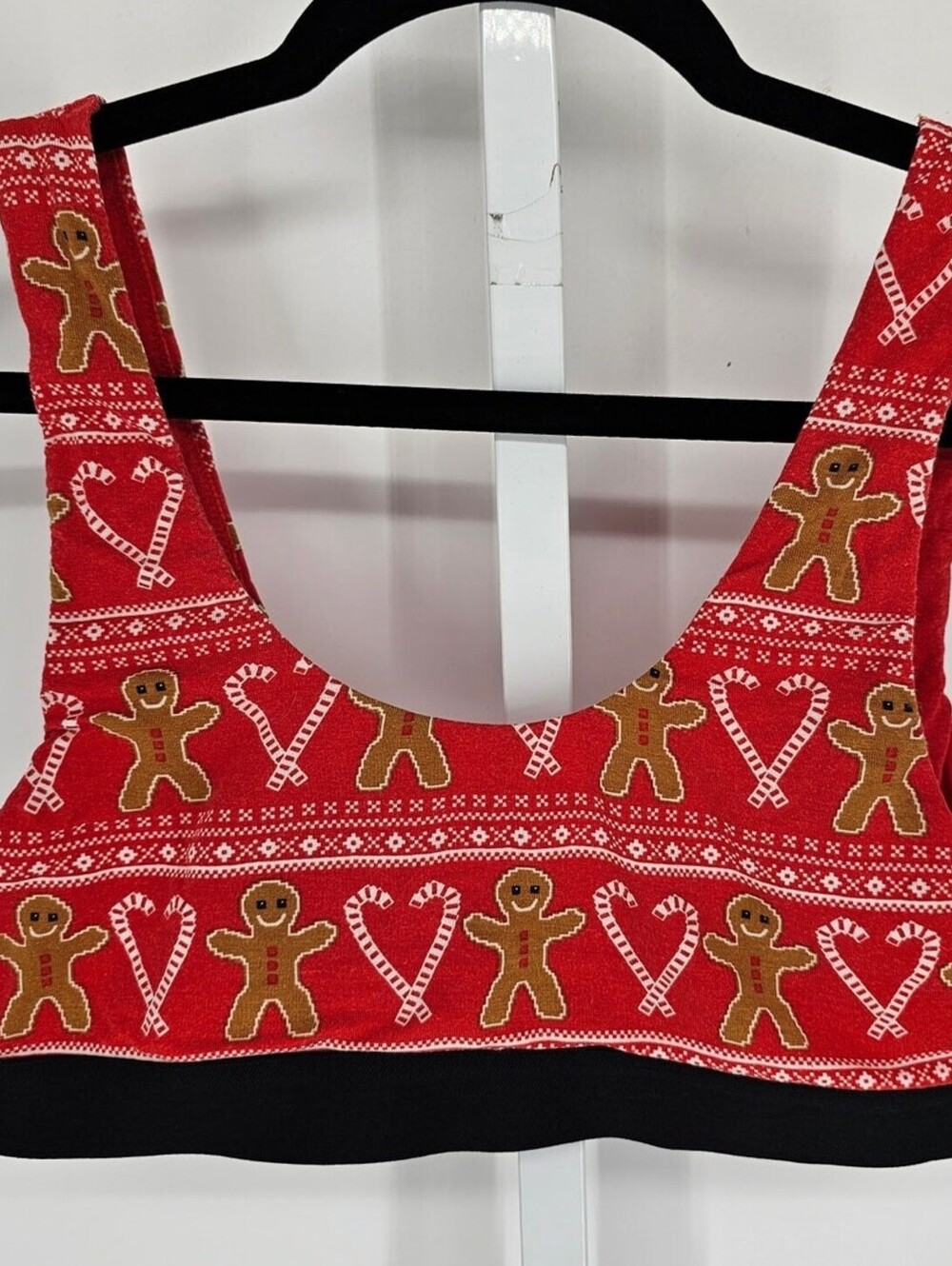 MeUndies Womens Sz L Bralette Bra Holiday Christmas Gingerbread Candy Cane